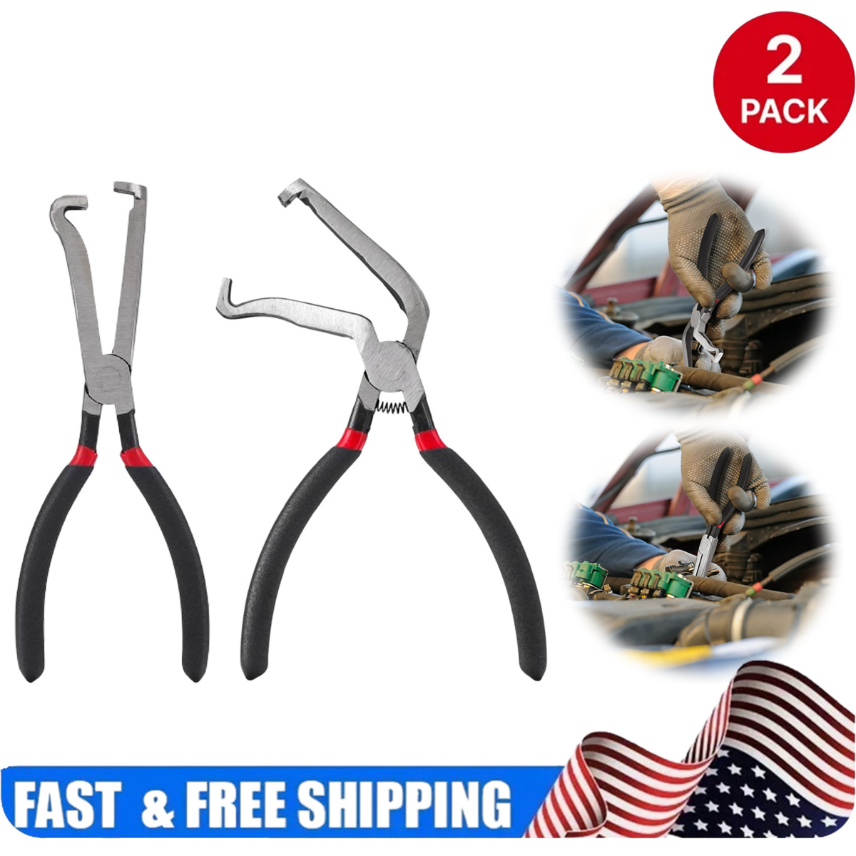 2PCS Electrical Disconnect Pliers Fuel Line Petrol Clip Pipe Pliers Repair Tools