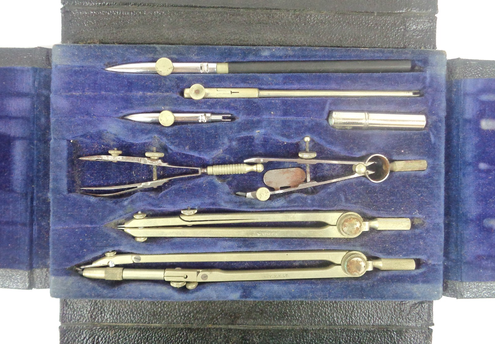 Vintage / Antique Technical Drawing Set Marked W.H.H. LD Draughtsman Kit