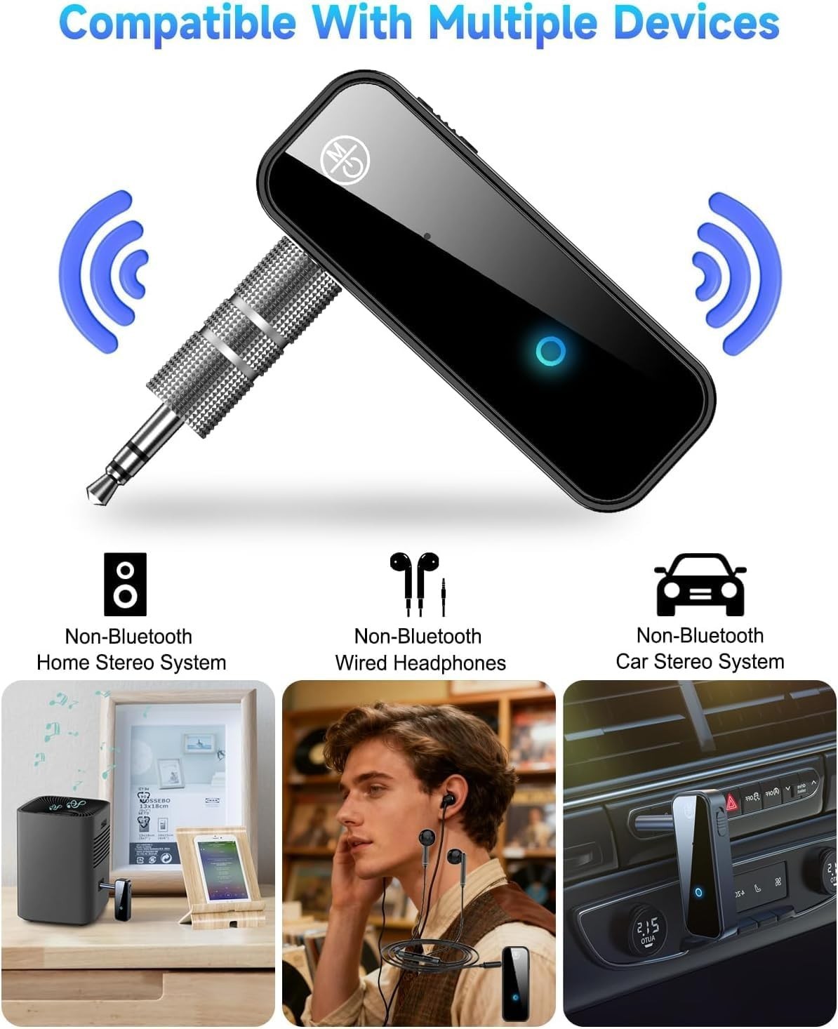 2-in-1 Bluetooth 5.3 Transmitter Receiver - Wireless Audio Adapter for Cars &...