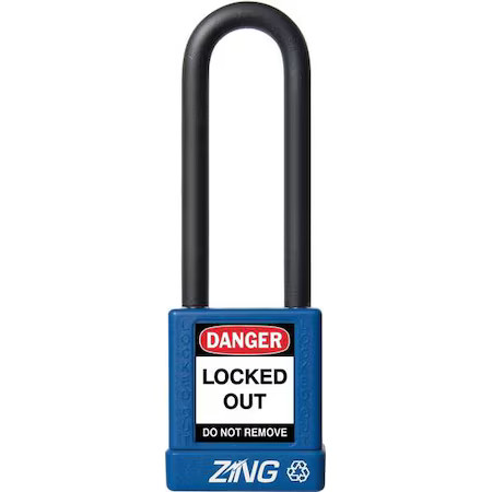 Zing 7049 Lockout Padlock, Keyed Alike, Aluminum, Blue, 3 In Shackle Height, 1