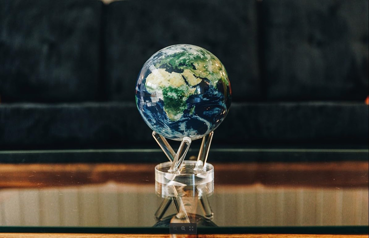 Self Rotating Globe, Earth with Clouds Classic (4.5") | Solar Powered Rotating G