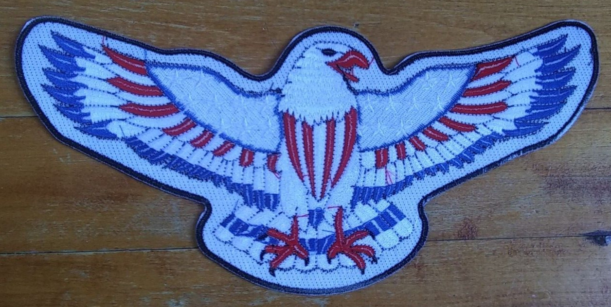 USA Flag American Eagle Flag LARGE Embroidered Jacket Vest Back PATCH