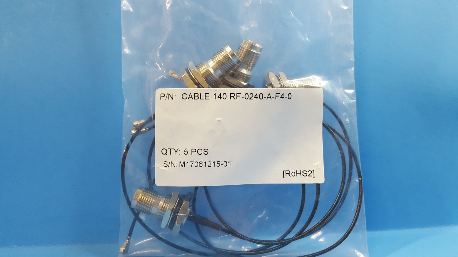 5Pcs- RF Cable Assembly, RF-0240-A-F4-0, TNC Bulkhead Jack to AMC Plug