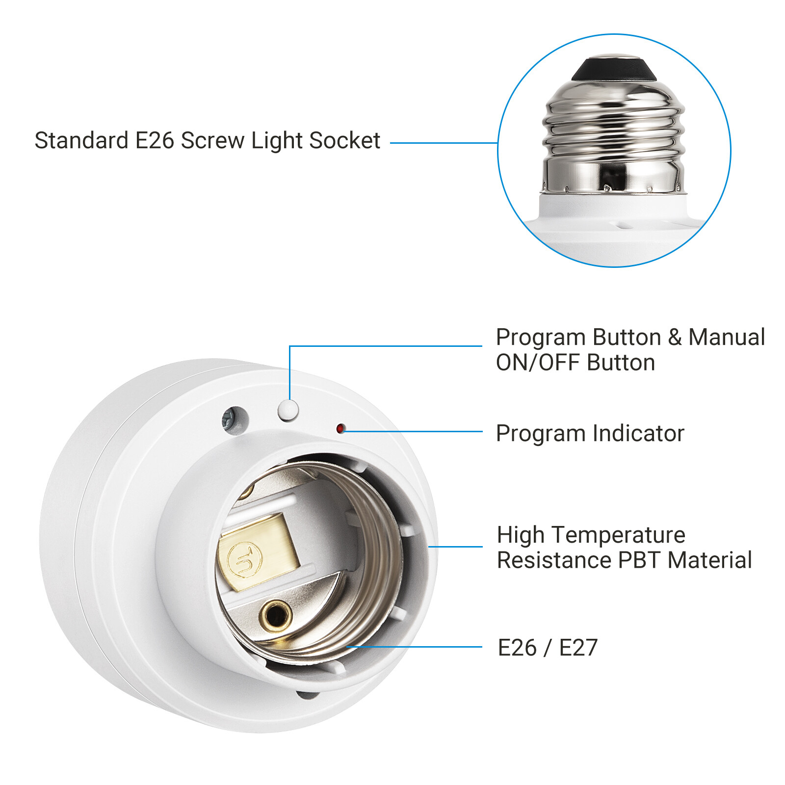 DEWENWILS Remote Control Light Socket, Wall Mounted Wireless Light Switch 100FT