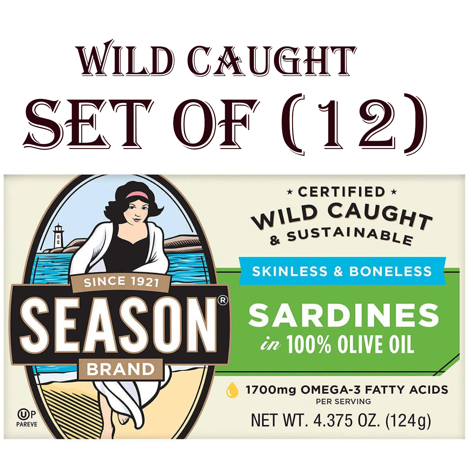 12 Cans Tins(4.375 oz each) Season Brand Sardines Boneless Skinless in Olive Oil