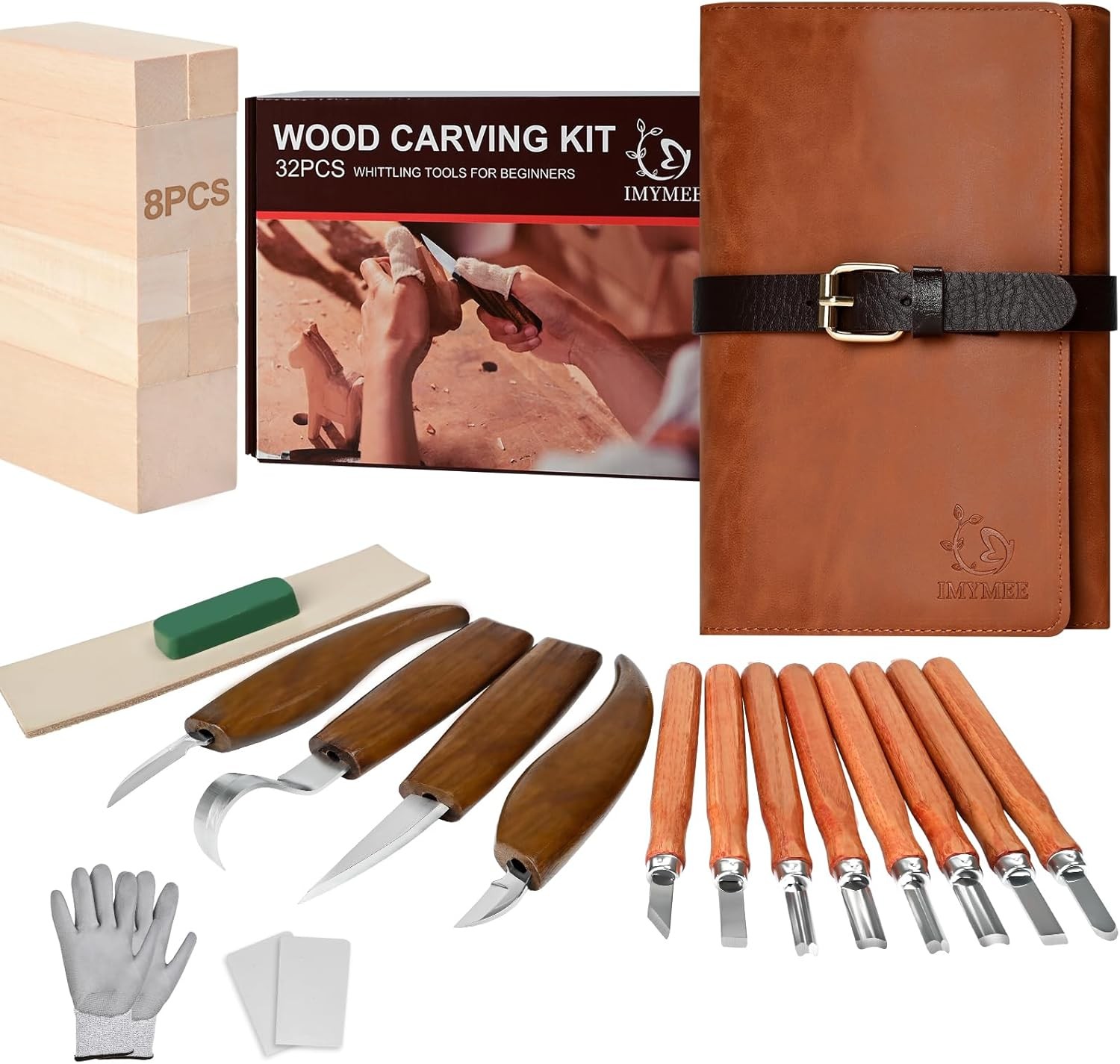 Deluxe Wood Carving Kit with Leather Case,Wood Carving Tools Set with Wood Carvi