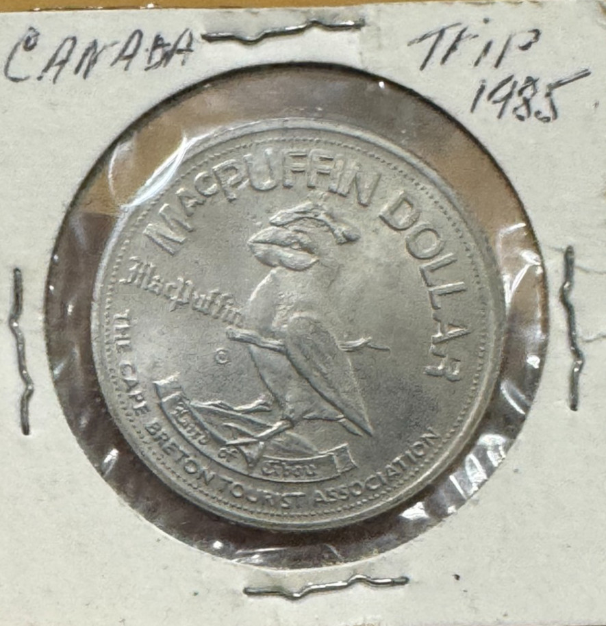 SYDNEY 1985  CAPE BRETON CANADA MACPUFFIN DOLLAR~99 ¢ Tracked shipping