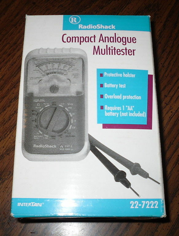 Radioshack Compact Analogue Multitester 22-7222 Box Instructions