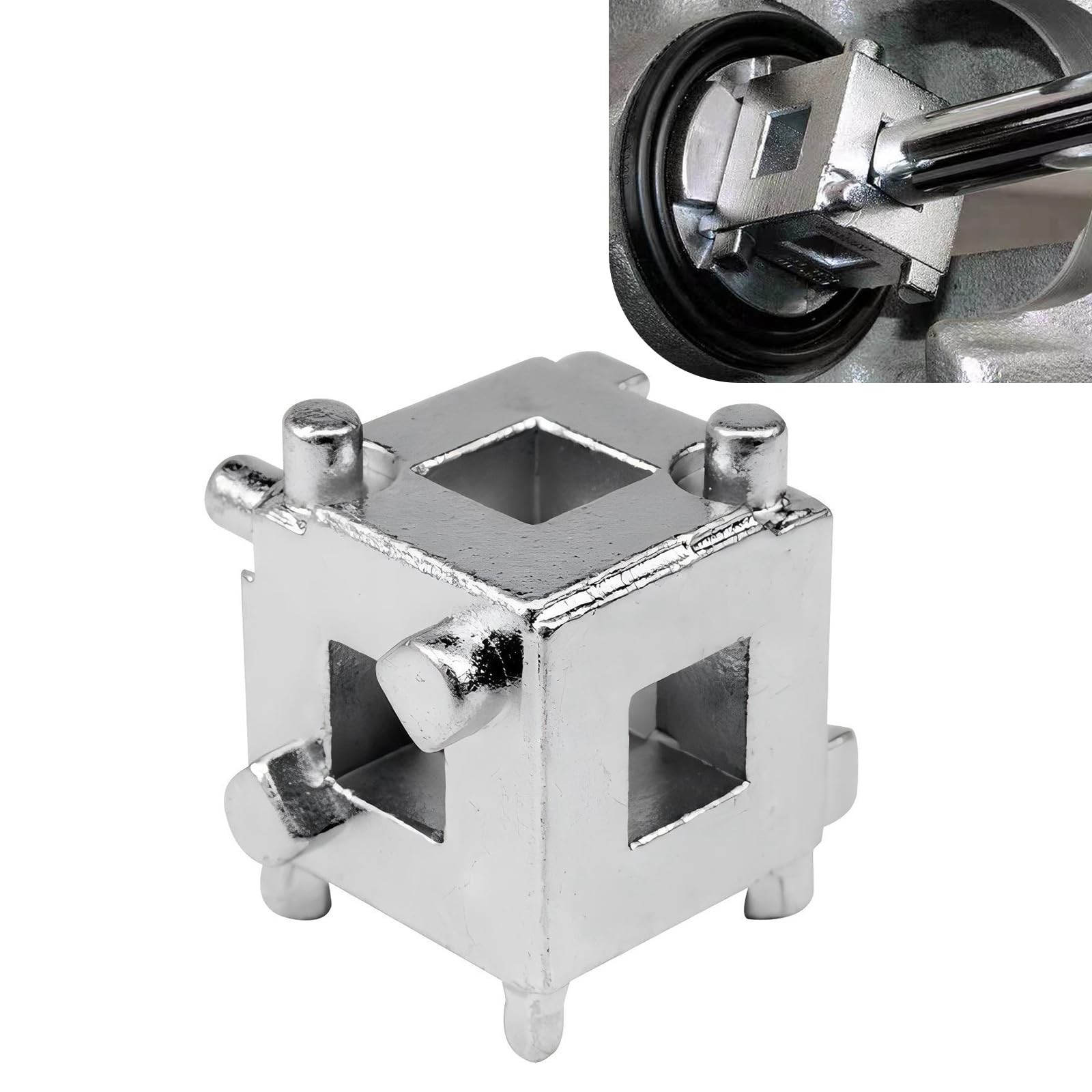 Bawkars Cube Brake Caliper Compression Tool, 3/8" Steel Car Rear Disc White