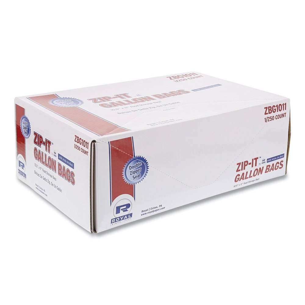 AmerCareRoyal ZBG1011 10.5" x 10.98" Gallon Zipper Bags - Clear (250/CT) New