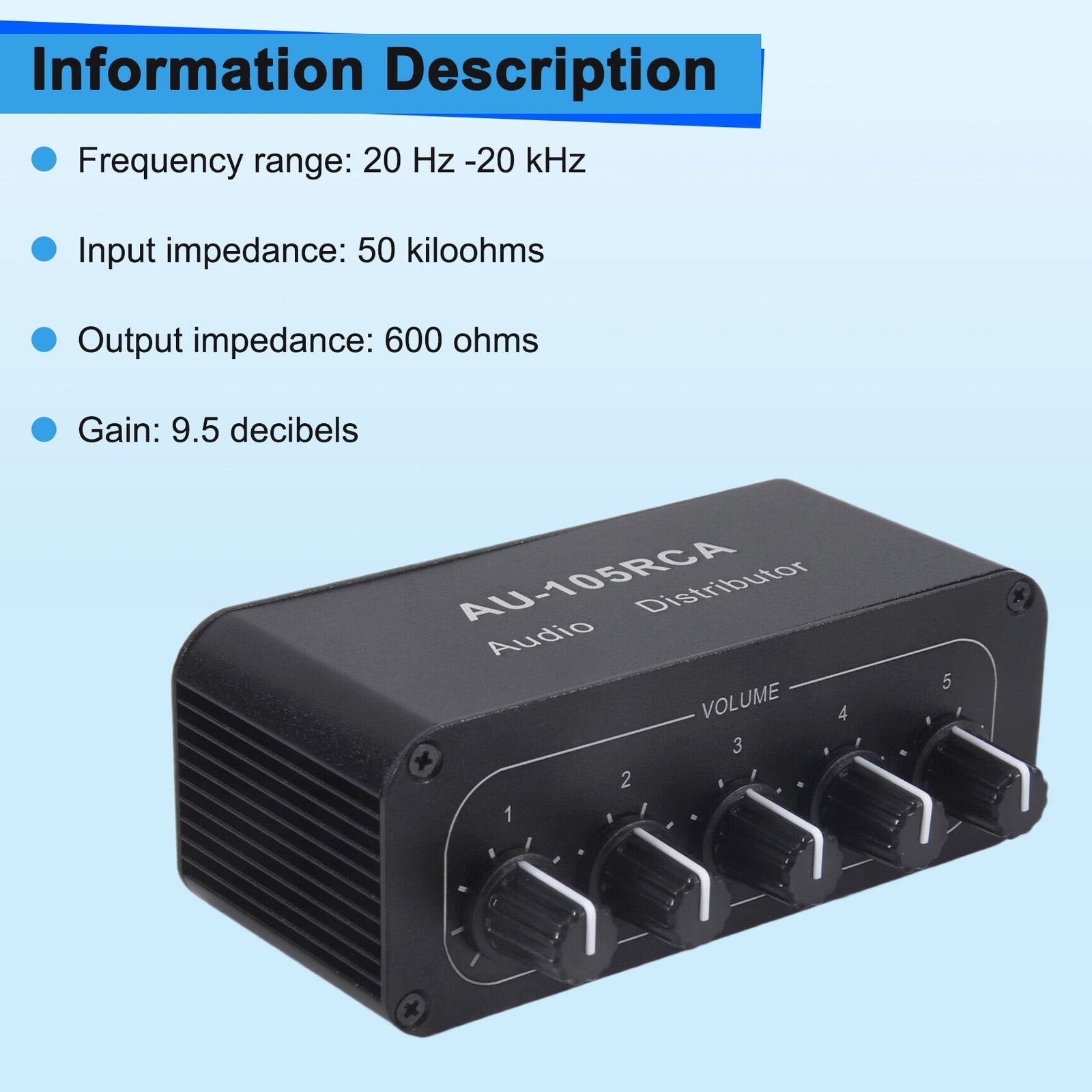 5CH Audio Distributor Stereo Audio Mixer 1 Input 5 Output Splitter for 2085