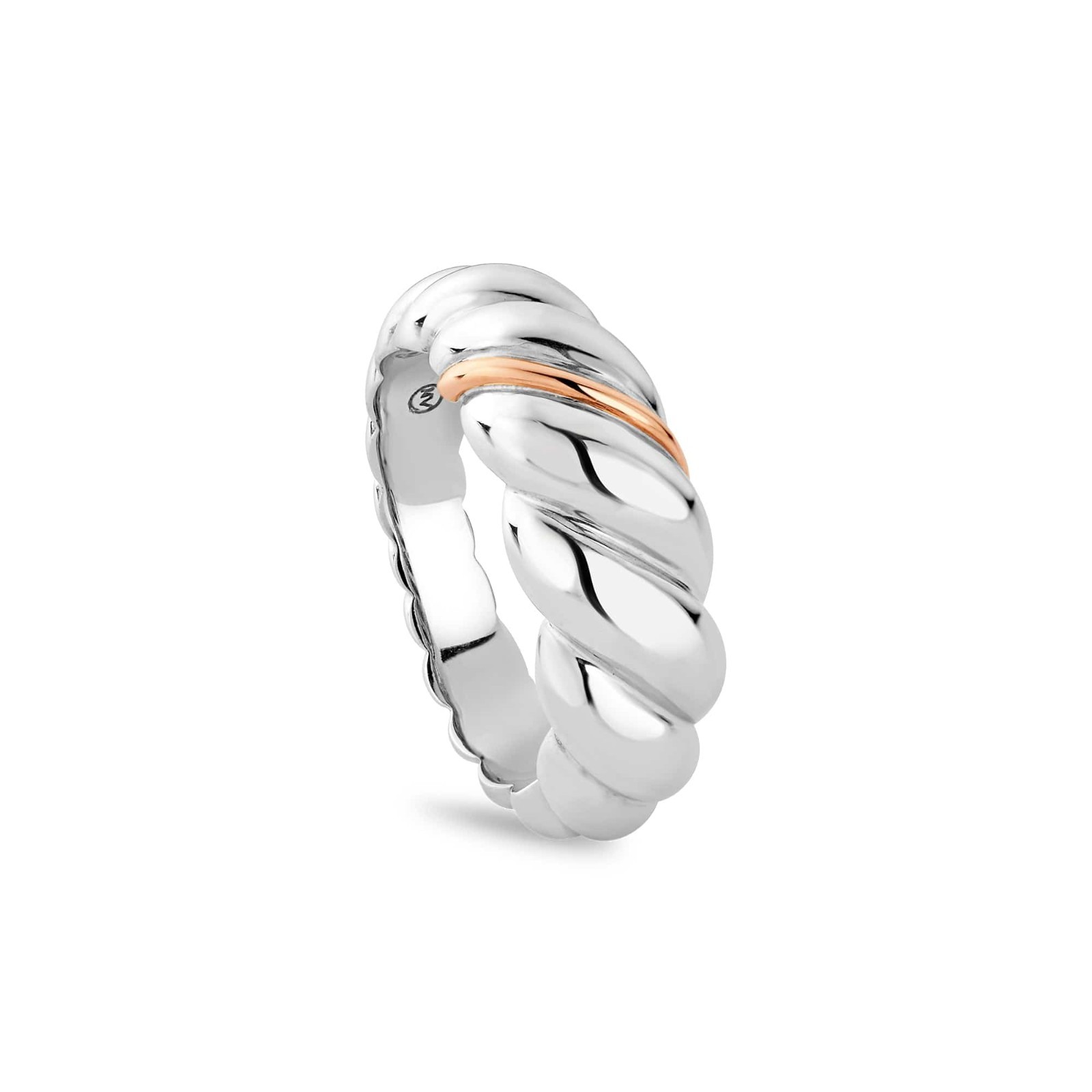 Clogau Welsh Silver & 9ct Rose Gold Lover's Twist Ring Size Q Wales New