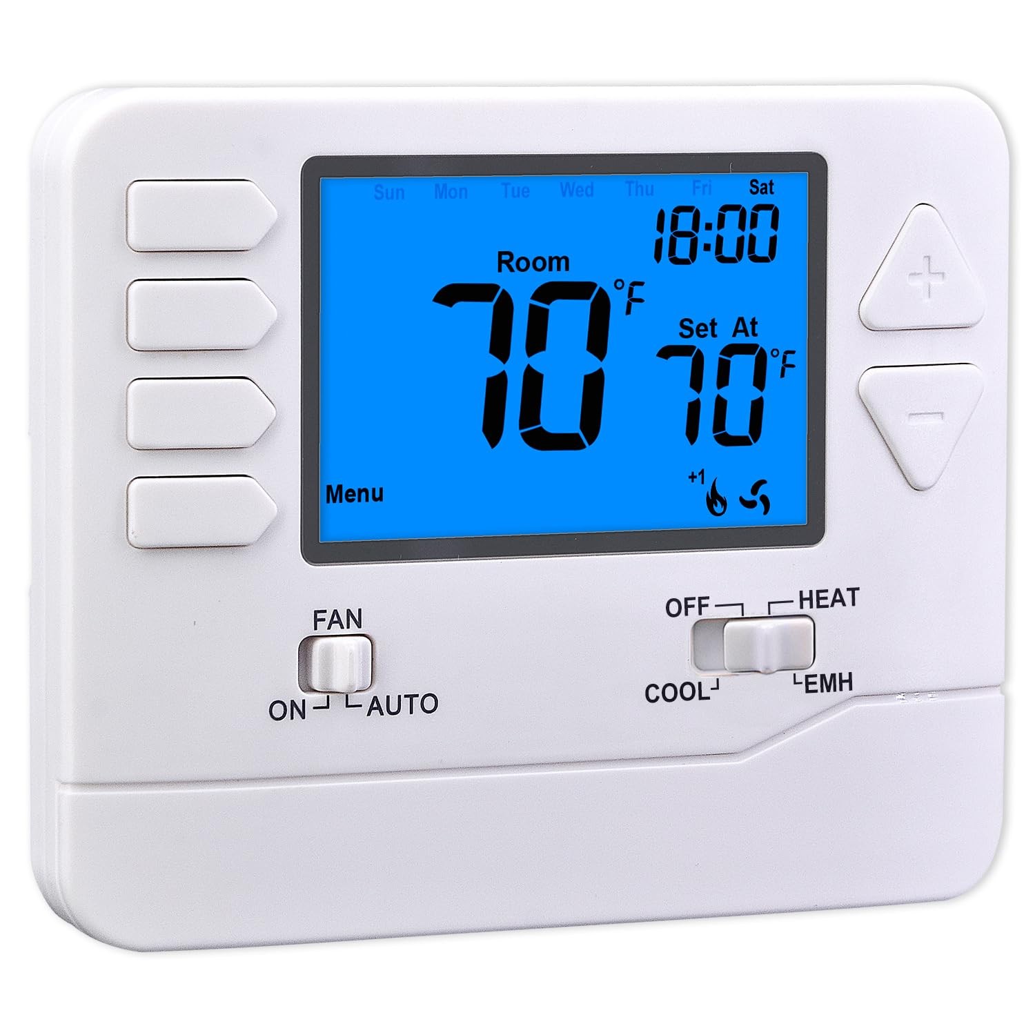Suuwer Non-Programmable Heat Pump Thermostat for Off-white ( Blue Backlight )