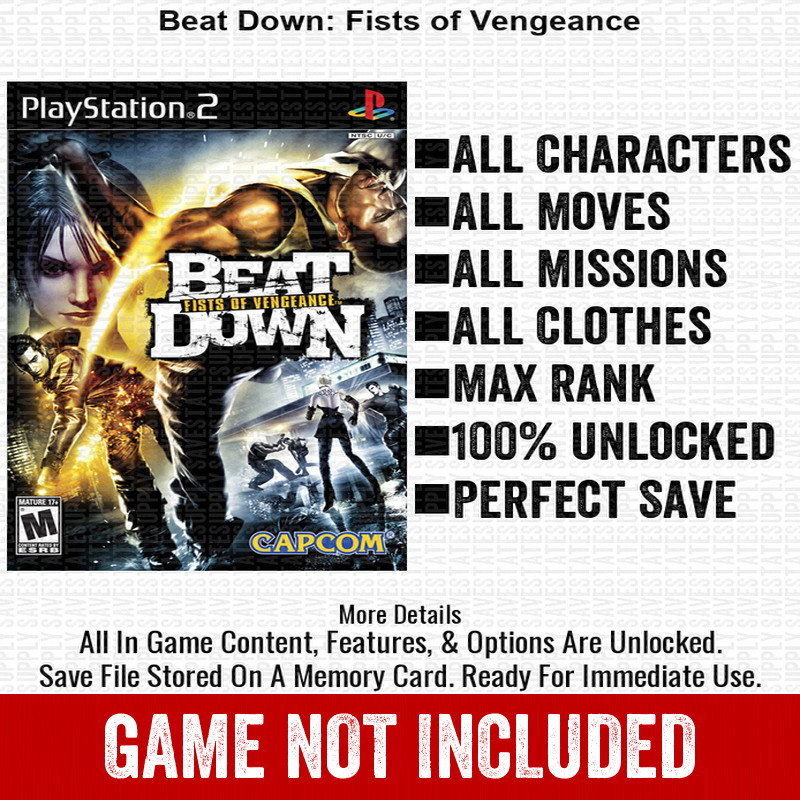 Beat Down Fists of Vengeance 100% PS2 Memory Card All CHEATS ITEMS