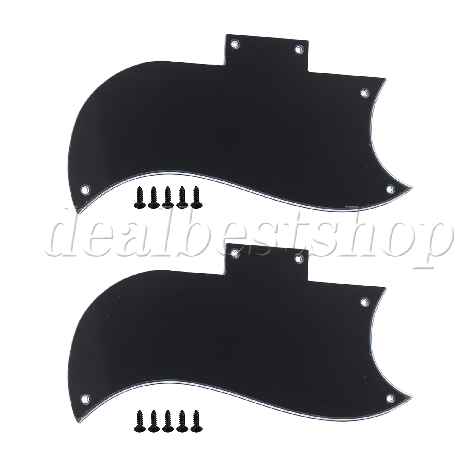 2 x Plastic Electric Guitar Scratch Plate 3-Ply 5 Hole for Beginners