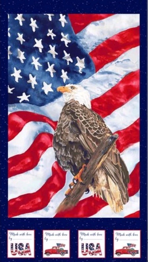 Henry Glass - Patriotic Wings Of Freedom - Bald Eagle Quilting Fabric Panel