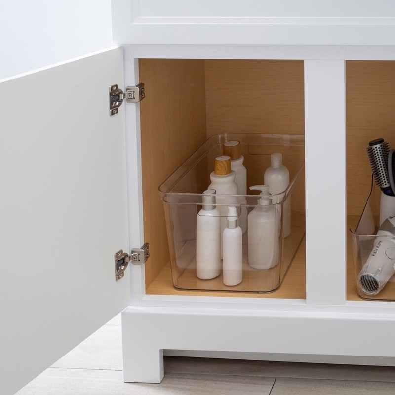 Large Lidded Storage Bin W/ Easy Grip Handles Home Office Bathroom Organization
