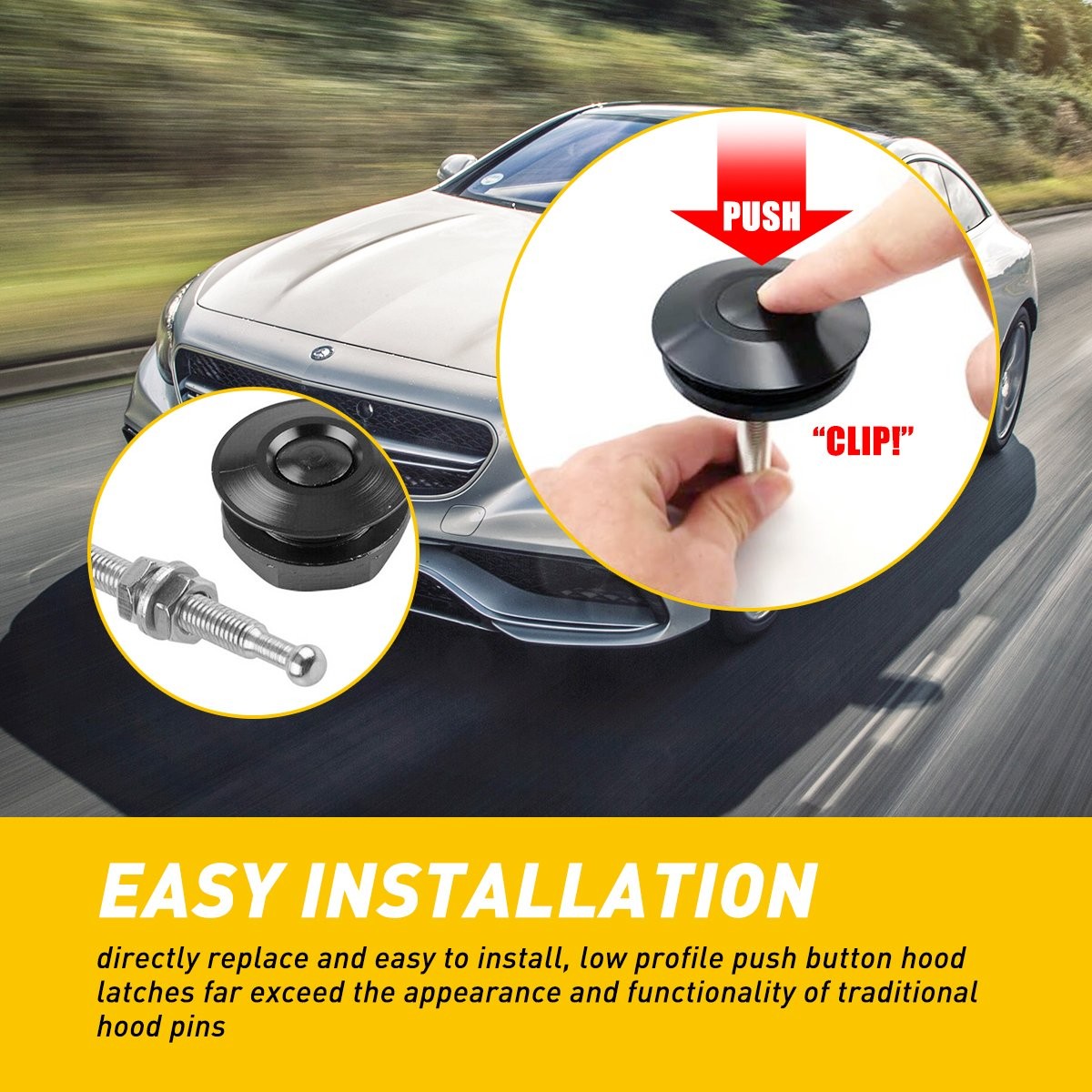 10 Pack Push Button Quick Release Hood Pins Bonnet Lock Clip Latch Bumper Kit EK