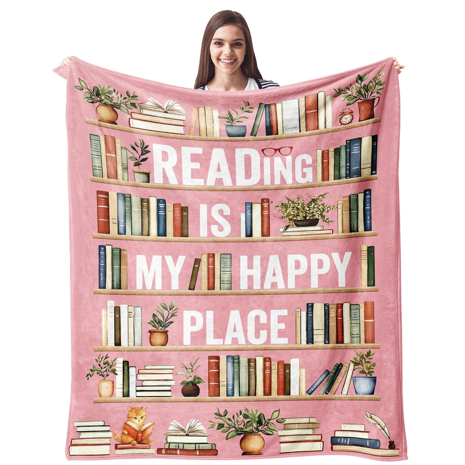 Book Lover Gifts Women Girls Blanket Librarian Bookworm Bookish 60x50 Inch