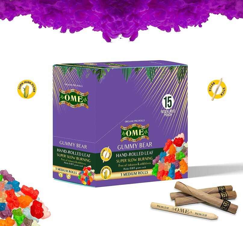 Palm leaf Pack Count 45 medium/Slim Wraps 100% Organic OME - GUMMY BEAR