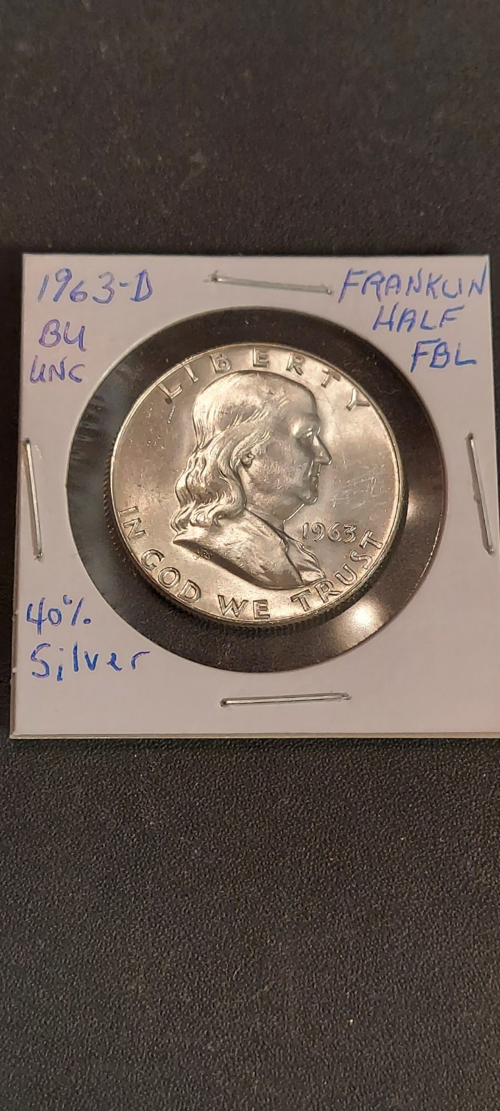 1963-D Franklin Half Dollar Choice UNC Brilliant Uncirculated -  Full Bell Lines