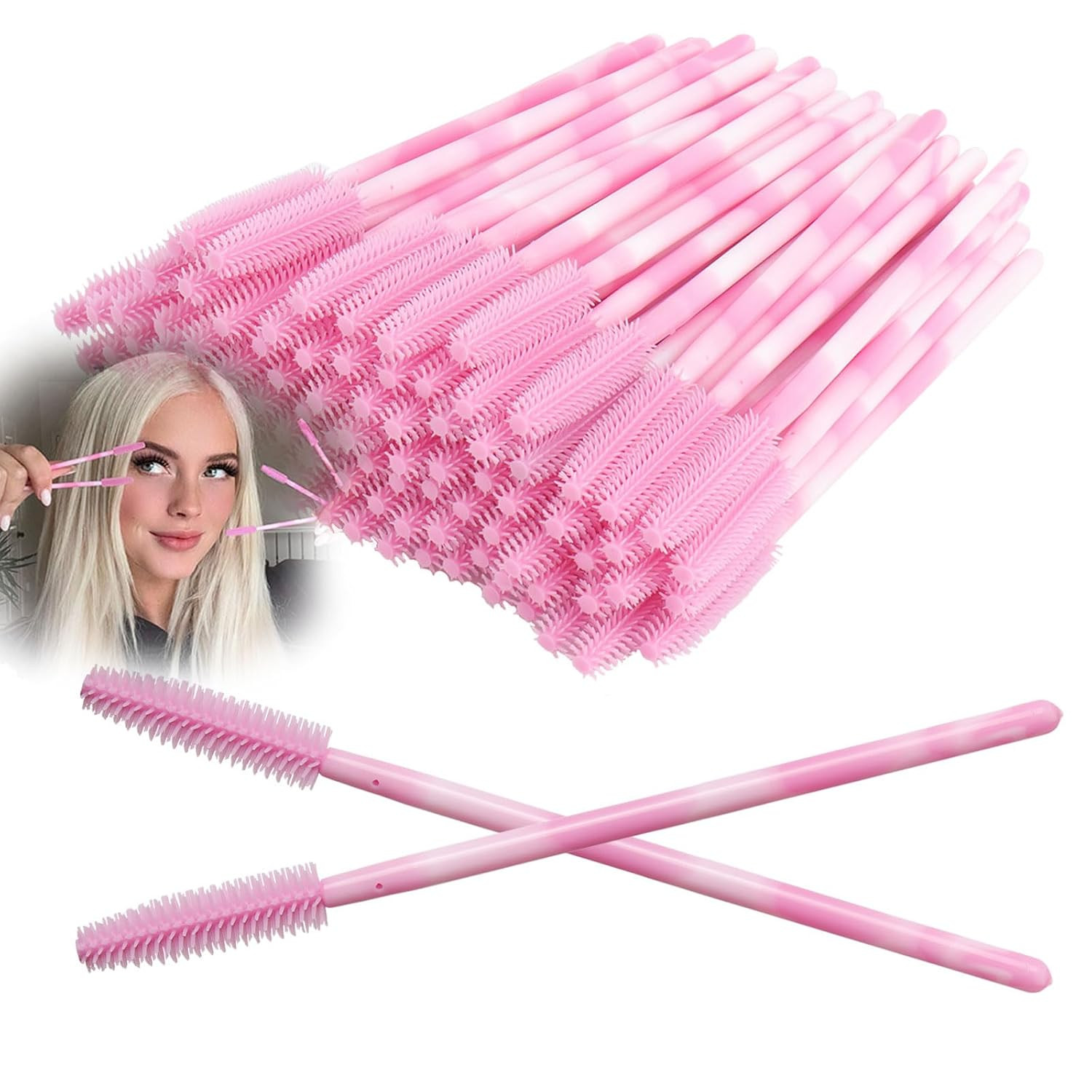 Silicone Mascara Wands 50Pcs Disposable Lash Spoolies Brush Eyelash Brow Tool