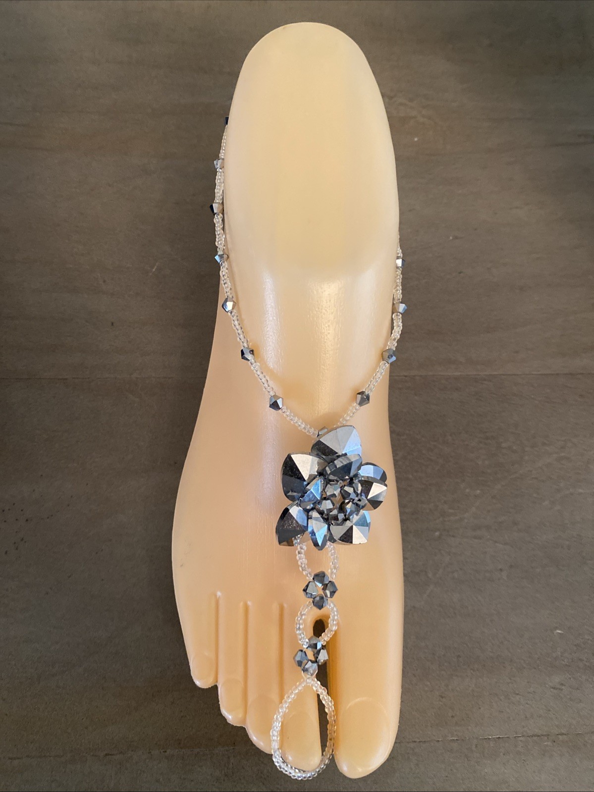 Ankle Toe Ring Silver Tone Rhinestone Fringe Dangle Boho Chic Summer Beach Y2K