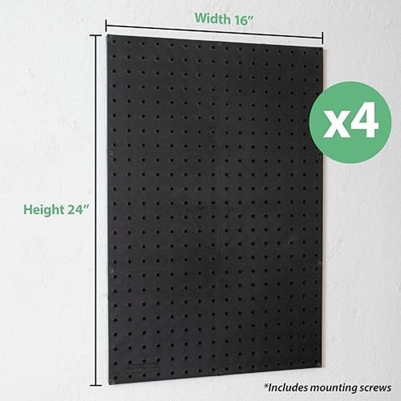 Pegboard Wall Organizer Kit 4 Panels Easy Mount Heavy Duty Tool Storage Black