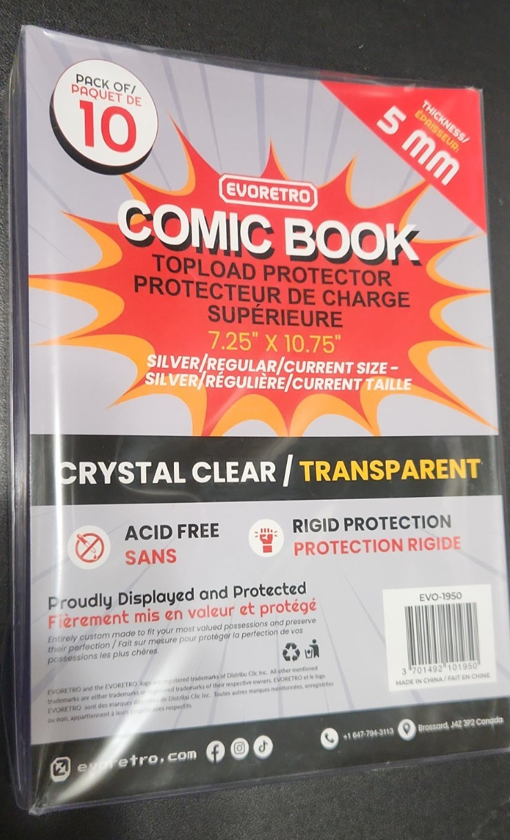 Comic Book Toploaders (10) - 7.25 x 10.75 inches Transparent - Rigid - Evoretro