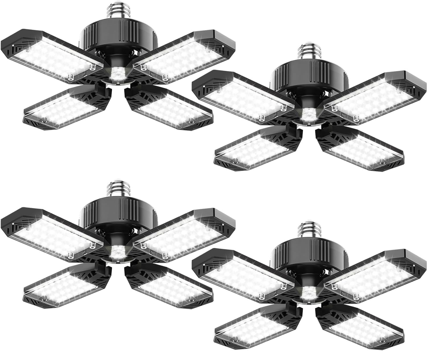 LED Garage Light - 4 Pack 130W 13000LM Deformable 4+1 Panel LED Garage Ceiling L
