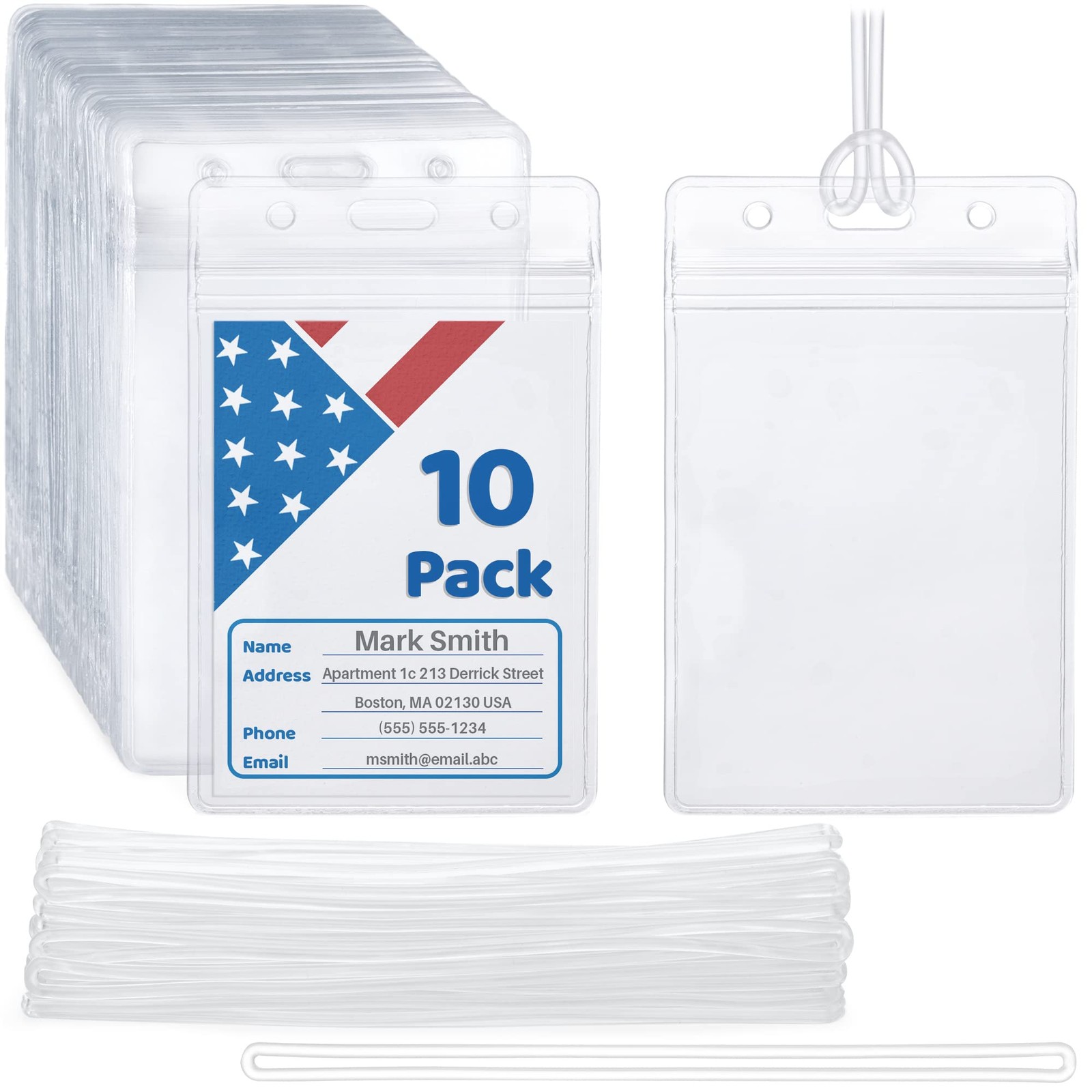 Mifflin-USA Luggage Tags with Transparent Loops (Clear, 10 10 pack, Clear