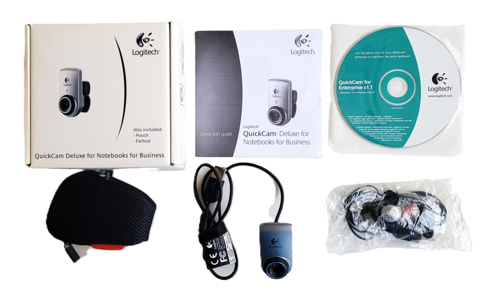 LOGITECH QUICKCAM DELUXE FOR NOTEBOOKS MOD. 960-000095 W/POUCH & EARBUD