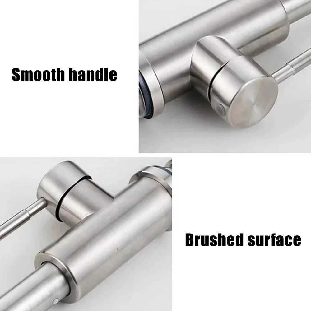 Kitchen Sink Faucet Brushed Nickel Single Handle Swivel Pull Down Sprayer Mixer