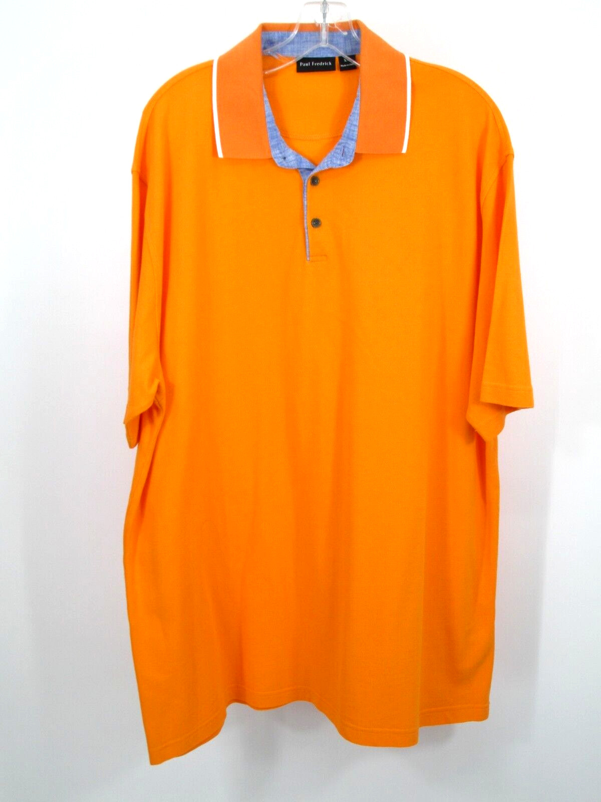PAUL FREDRICK Polo Shirt Men 2XL Orange Golf 100% Cotton Short Sleeve