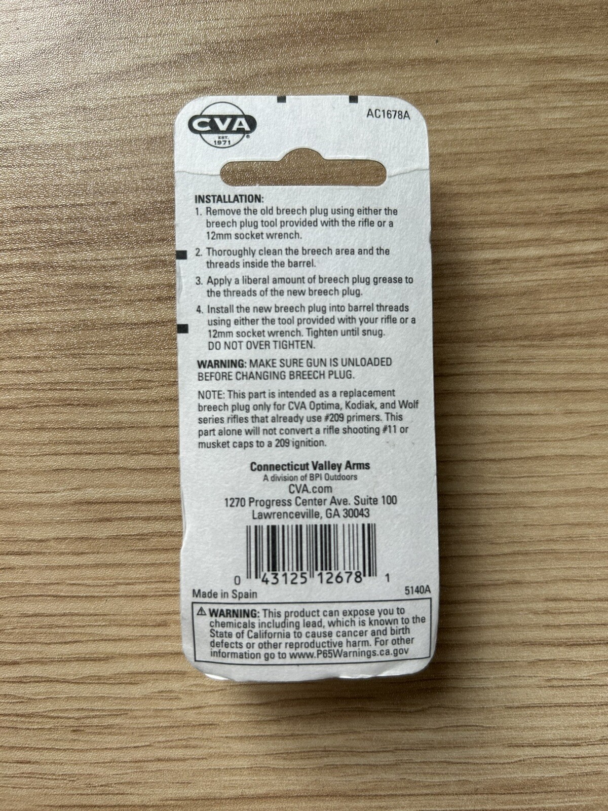 CVA AC1678A Breech Plug