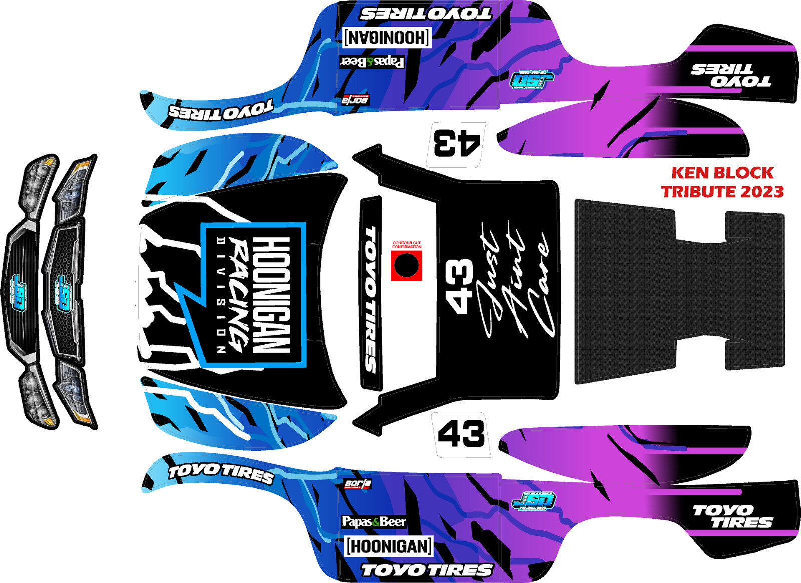 KB43 trophy truck  Theme wrap decals STOCK 2WD-4WD TRAXXAS #6811 SLASH 1X10
