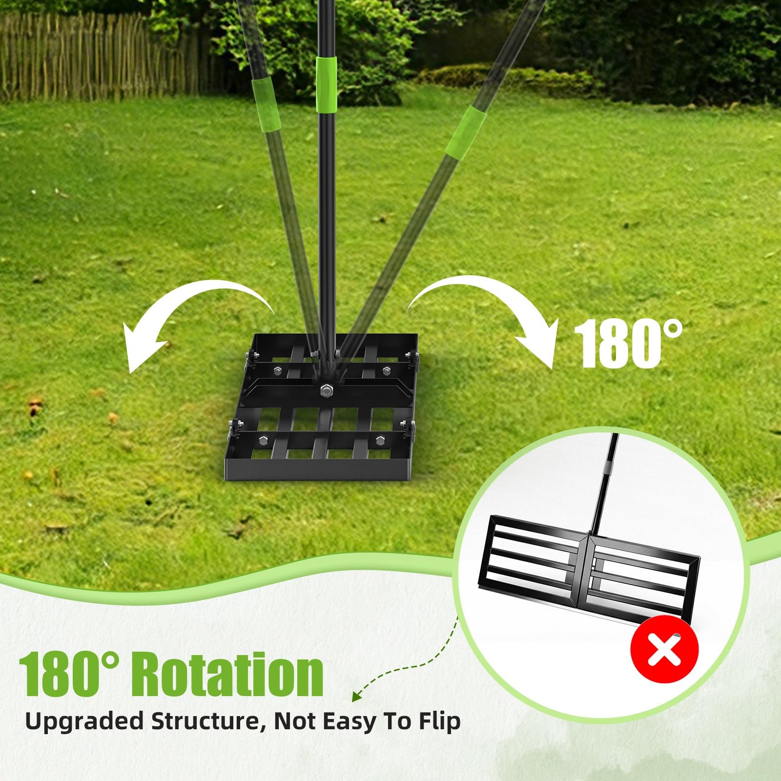 36" Heavy Duty Lawn Leveling Rake with Adjustable Handle for Soil & Sand