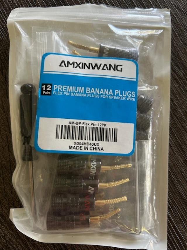 Amxinwang Flex Pin Banana Plugs for Speaker Wire 12 Pairs / 24 Pieces, Gold NEW!
