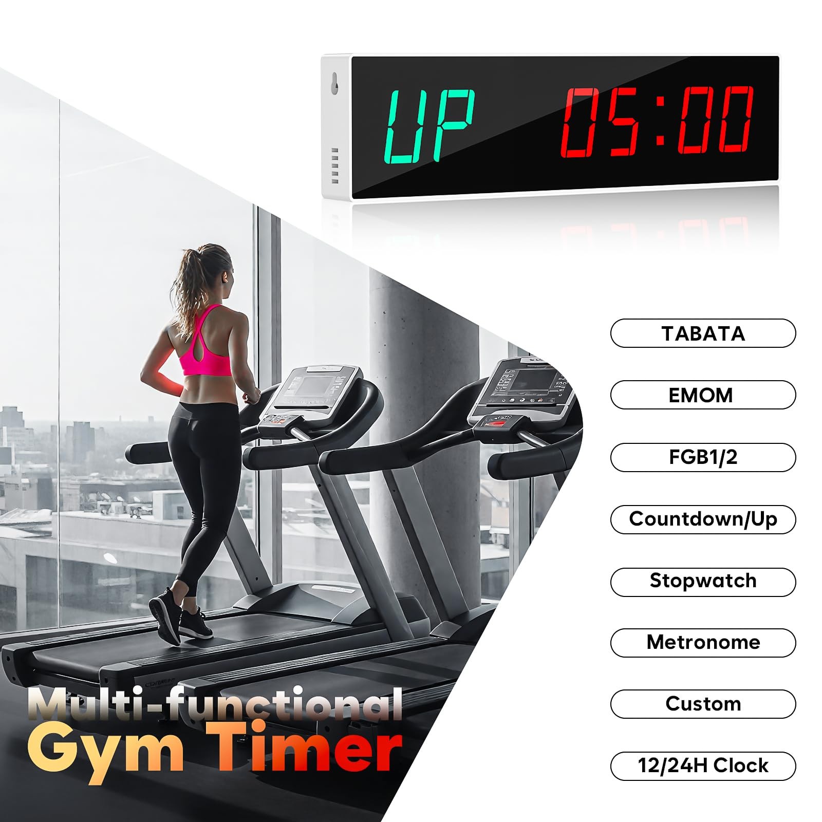 Large Digital Gym Timer – Remote Control Gym Clock Wall with 9 Custom Modes C...
