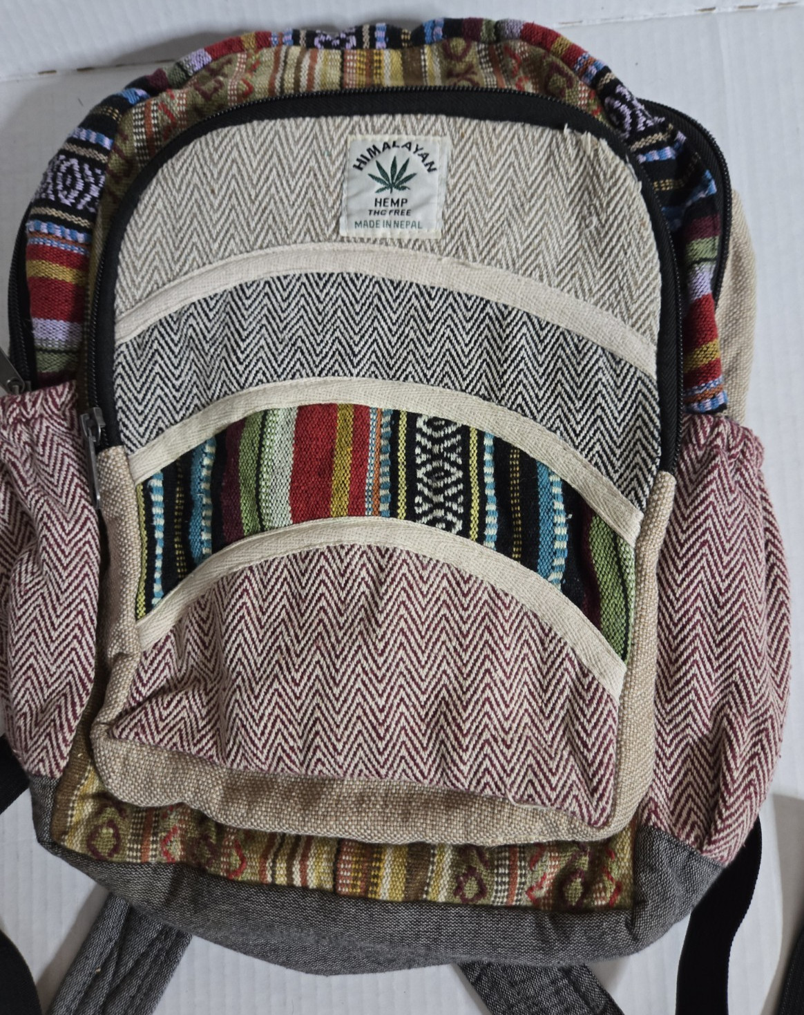 Himalayan Hemp Backpack Nepal – Colorful Tech-Free Bag Native Style Pattern