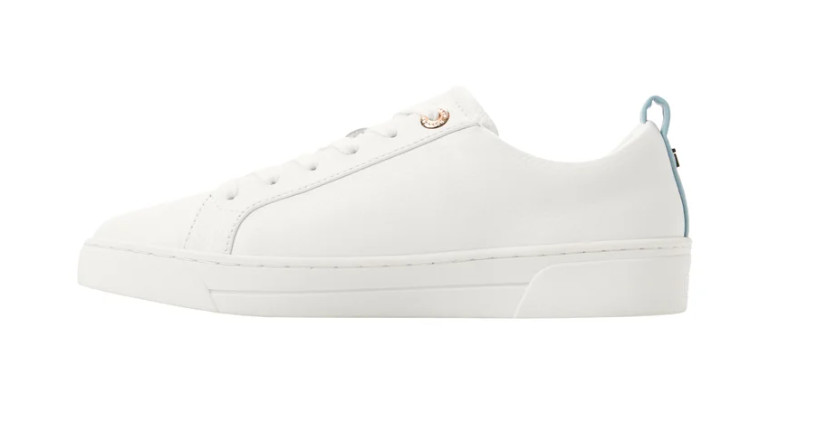 Ted Baker “Bailey Icon” Women's Leather Sneaker Shoes Size 8 White/Blue NEW