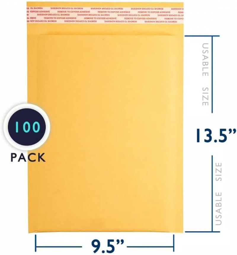100 PC #4 9.5X14.5 Inches 100 Pack Inches Kraft Bubble Mailers Yellow Shipping P