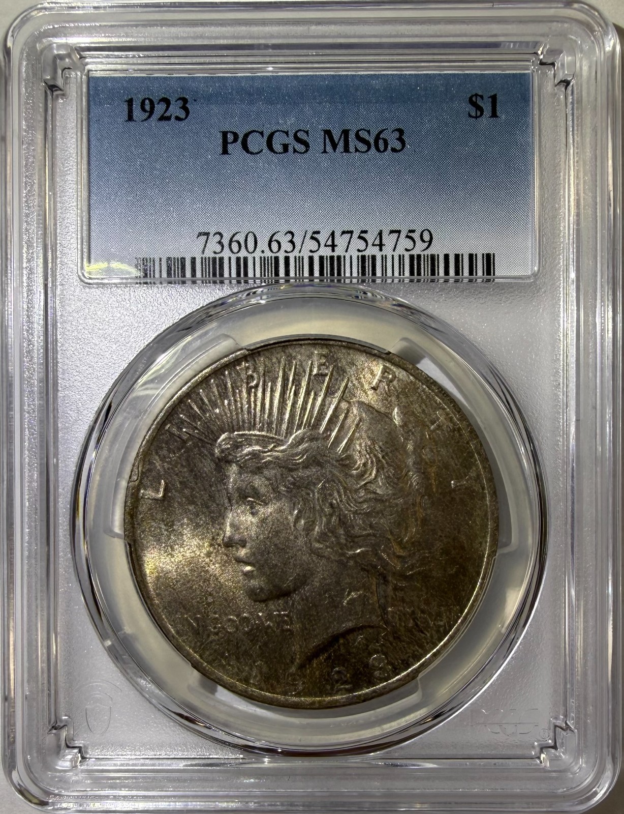 1923 $1 Peace Silver Dollar PCGS MS63 (759)