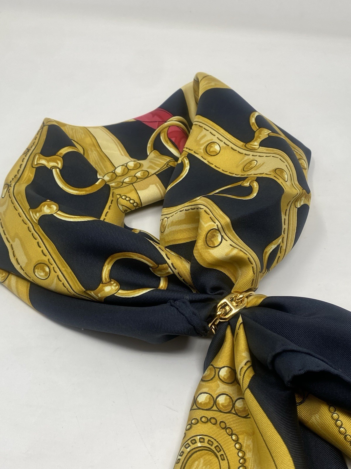 HERMES Regate Chaine Dancre Scarf Ring Gold Tone