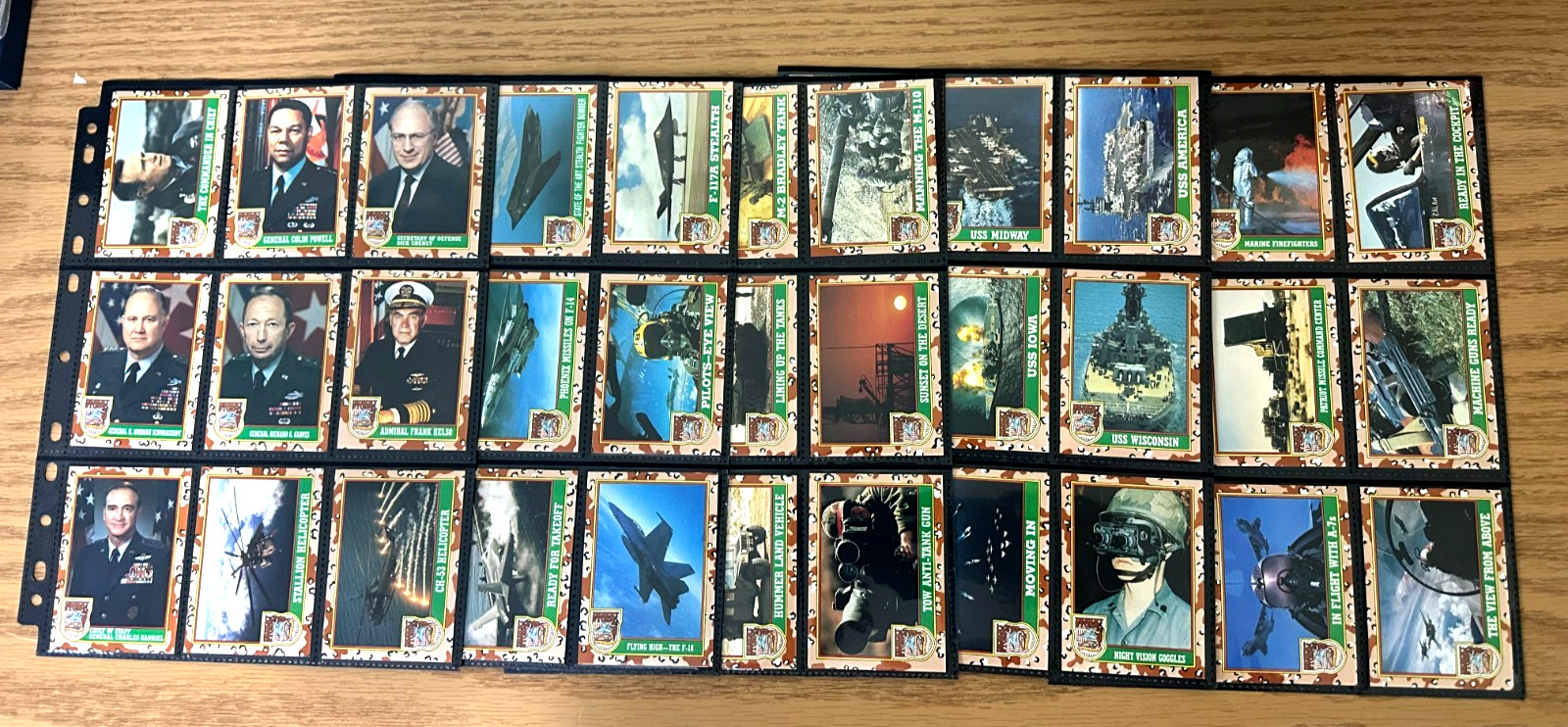 1991 TOPPS DESERT STORM SERIES 1 COMPLETE SET (88) CARDS! DOUBLE SIDED PAGES!!
