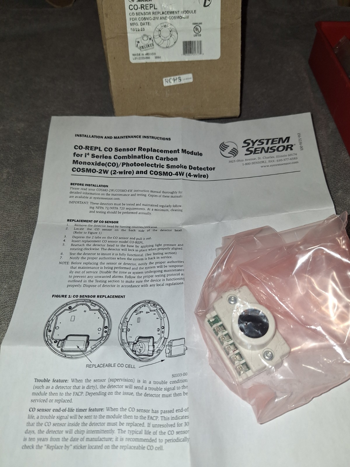 System Sensor CO-REPL Smoke Detectors Free Shipping
