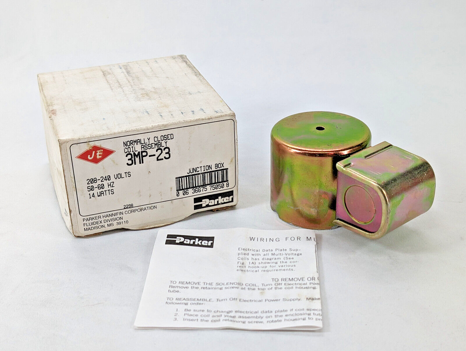 JE Parker 3MP-23 Solenoid Coil Assembly 208-240V 50/60Hz 14W - FREE SHIPPING