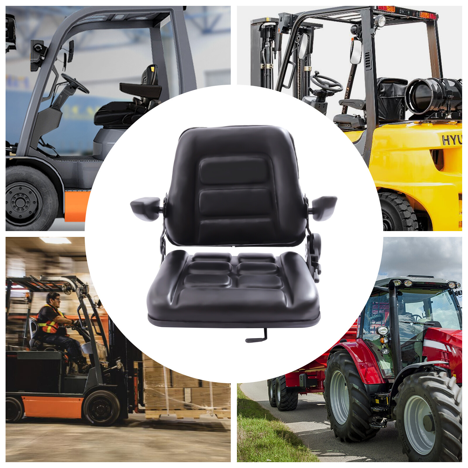 Black Universal Forklift Suspension Seat Fits Clark Cat Hyster Yale Toyota New