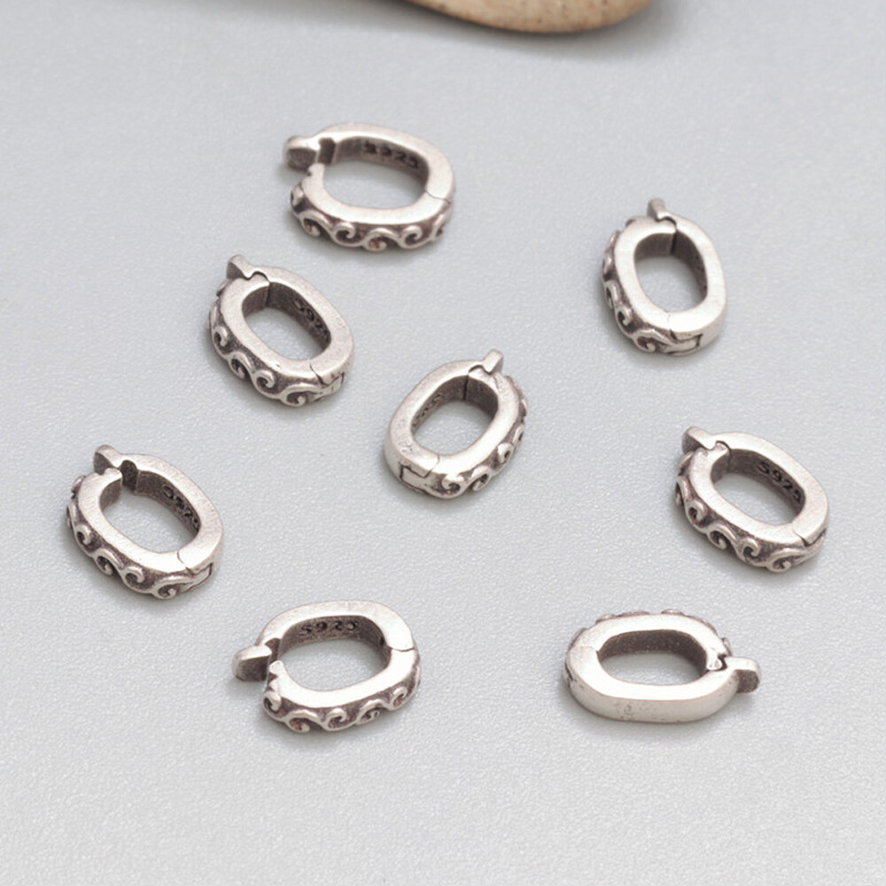 TINY Sterling Silver 925 Link Lock Oval Jump Ring Charm Pendant Connector A5159
