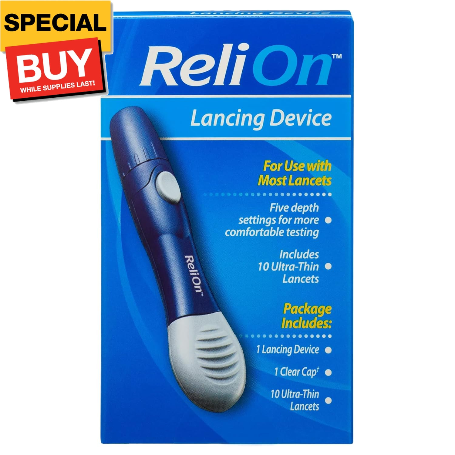 Relion Lancing Device Compatible with Most Brands Bundle with 's 45 Diabetes Dec